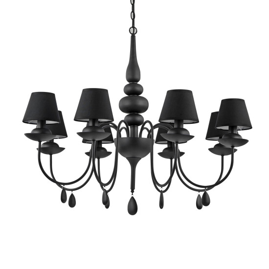 Ideal Lux BLANCHE SP8 NERO fekete csillár (IDE-111896) E14 8 izzós IP20