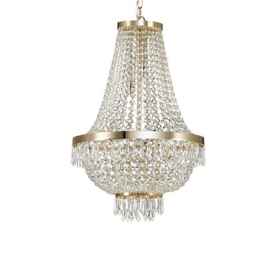 Ideal Lux CAESAR SP9 ORO arany kristály függesztett lámpa (IDE-114736) G9 9 izzós IP20