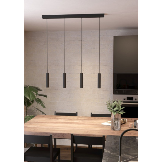 Eglo Almudaina fekete LED függesztett lámpa (EG-900906) LED 4 izzós IP20