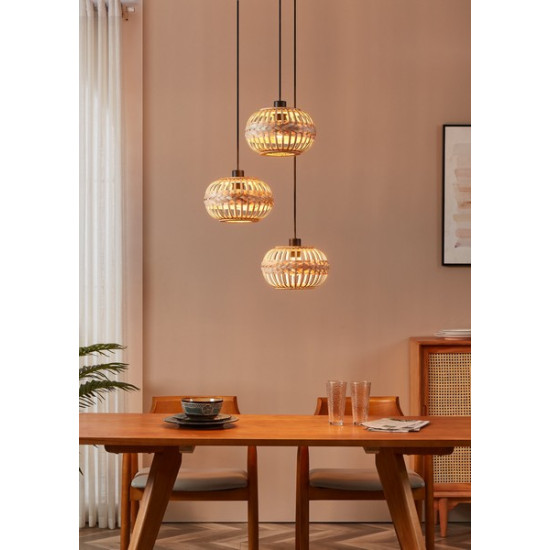 Eglo Amsfield 1 fekete-natúr függesztett lámpa (EG-43864) E27 3 izzós IP20