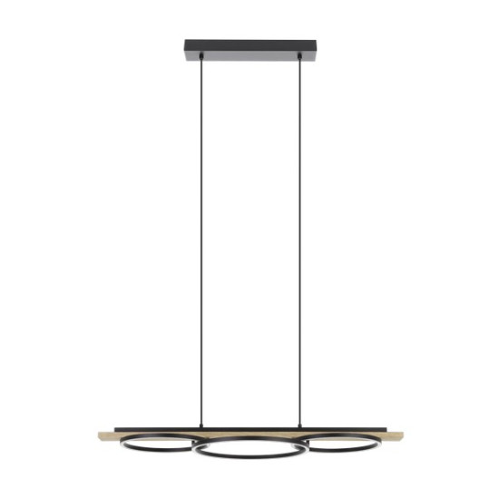 Eglo Boyal fekete-natúr LED függesztett lámpa (EG-901714) LED 3 izzós IP20