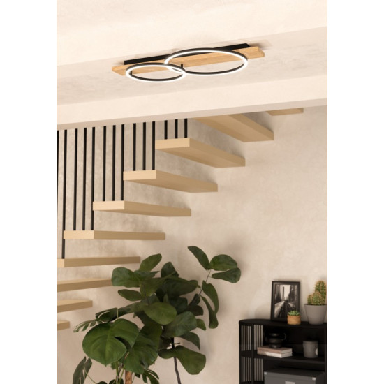 Eglo Boyal fekete-natúr LED mennyezeti lámpa (EG-901716) LED 2 izzós IP20