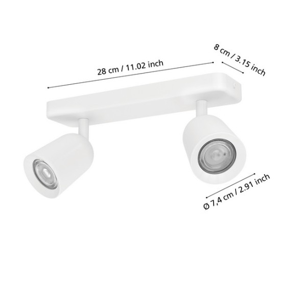 Eglo Camaldoli fehér mennyezeti spotlámpa (EG-901946) GU10 2 izzós IP20