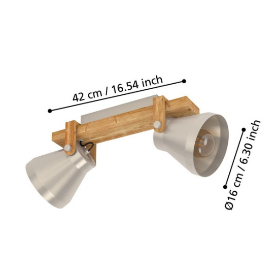 Eglo Cawton acélszínű mennyezeti lámpa (EG-43949) E27 2 izzós IP20