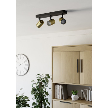 Eglo Consuma 1 fekete-sárgaréz fürdőszobai mennyezeti spotlámpa (EG-300585) GU10 3 izzós IP44