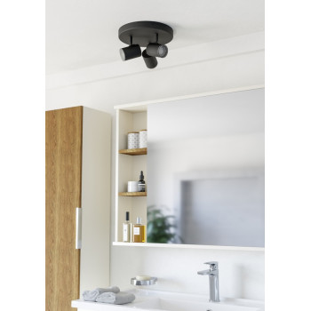 Eglo Consuma 1 fekete fürdőszobai mennyezeti spotlámpa (EG-901965) GU10 3 izzós IP44