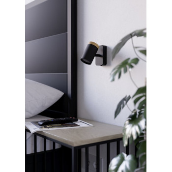 Eglo Consuma fekete-natúr fürdőszobai fali spotlámpa (EG-300001) GU10 1 izzós IP44