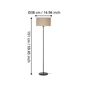 Eglo Feniglia fekete állólámpa (EG-900862) E27 1 izzós IP20