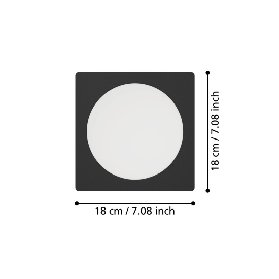 Eglo Fueva 6 fekete LED mennyezetbe építhető lámpa (EG-901392) LED 1 izzós IP20