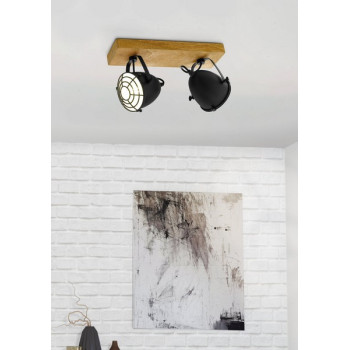 Eglo Gatebeck fekete-natúr mennyezeti spotlámpa (EG-44092) E14 2 izzós IP20