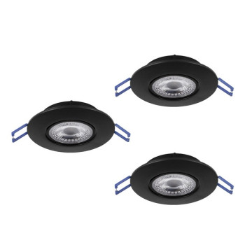 Eglo Gedrez fekete LED mennyezetbe építhető lámpa szett (EG-300188) LED 3 izzós IP20