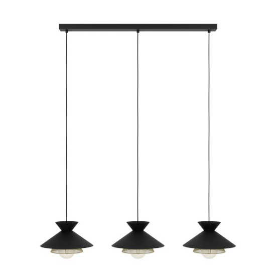 Eglo Grizedale fekete-sárgaréz függesztett lámpa (EG-43886) E27 3 izzós IP20