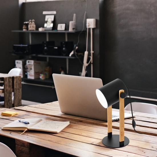 Eglo Hornwood natúr-fekete asztali lámpa (EG-43519) E27 1 izzós IP20