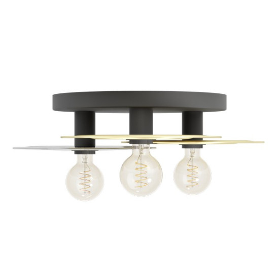 Eglo Lintmill fekete-sárgaréz mennyezeti lámpa (EG-44027) E27 3 izzós IP20