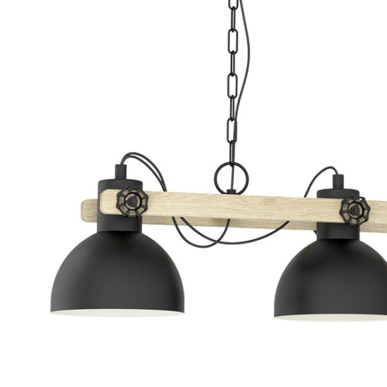 Eglo Lubenham fekete-natúr függesztett lámpa (EG-43992) E27 3 izzós IP20