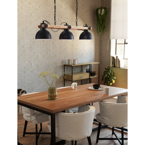 Eglo Lubenham fekete-natúr függesztett lámpa (EG-43992) E27 3 izzós IP20