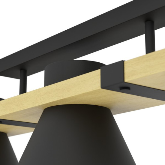 Eglo Maccles fekete-natúr mennyezeti lámpa (EG-43955) E27 3 izzós IP20