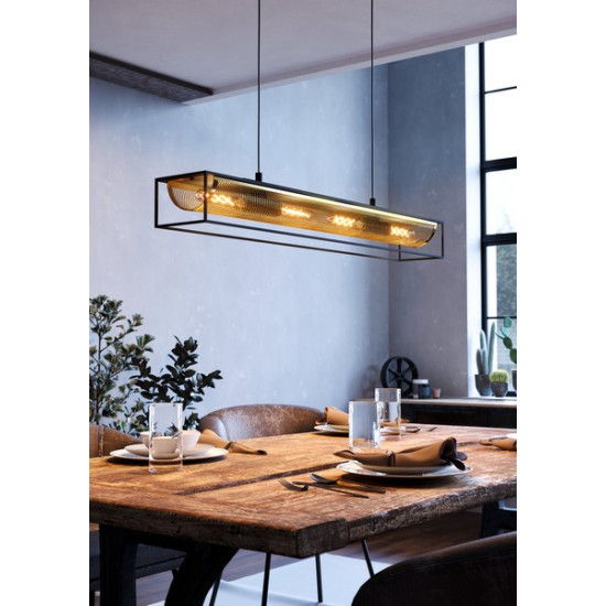 Eglo Nohales fekete-sárgaréz függesztett lámpa (EG-43788) E27 4 izzós IP20