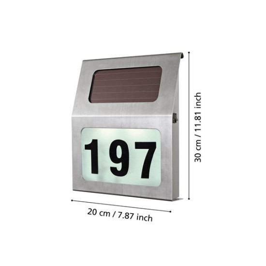 Eglo Orimini acélszínű LED kültéri házszámtábla (EG-90497) SOLAR-LED 2 izzós IP44