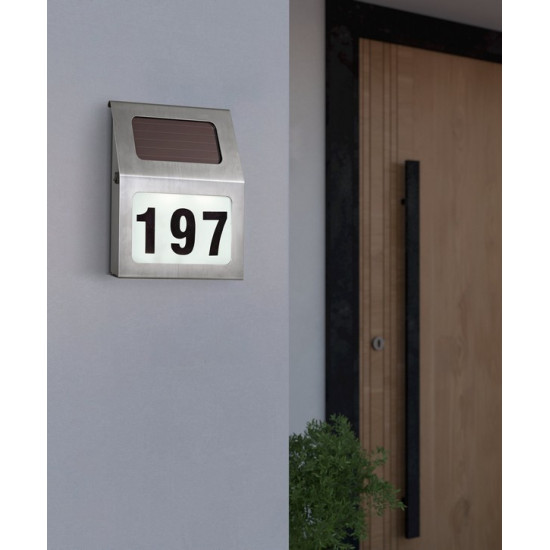 Eglo Orimini acélszínű LED kültéri házszámtábla (EG-90497) SOLAR-LED 2 izzós IP44