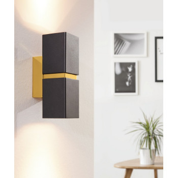 Eglo Passa fekete-arany fali lámpa (EG-95373) GU10 2 izzós IP20