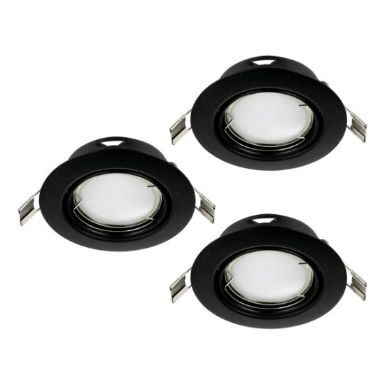 Eglo Peneto fekete mennyezetbe építhető lámpa szett (EG-900752) GU10 3 izzós IP20