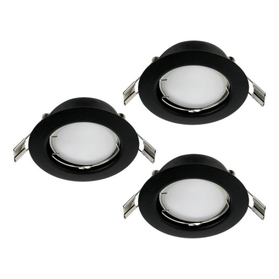 Eglo Peneto fekete mennyezetbe építhető lámpa szett (EG-900754) GU10 3 izzós IP20