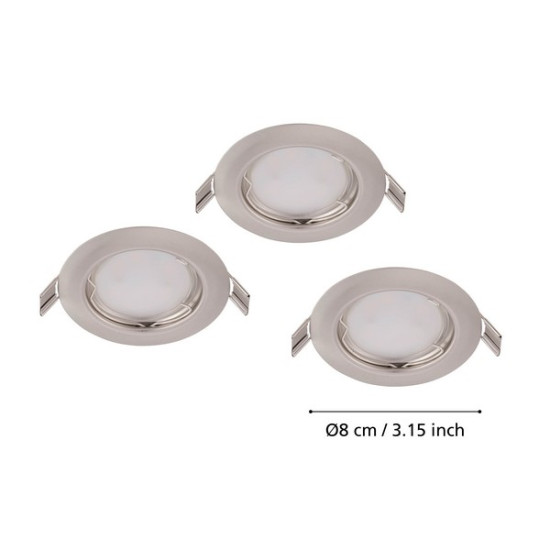 Eglo Peneto matt nikkel mennyezetbe építhető lámpa szett (EG-94237) GU10 3 izzós IP20