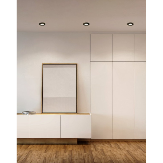 Eglo Pineda fekete fürdőszobai LED mennyezetbe építhető lámpa szett (EG-900744) LED 3 izzós IP20/44