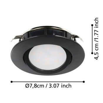 Eglo Pineda fekete LED mennyezetbe építhető lámpa szett (EG-900749) LED 3 izzós IP20