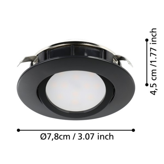 Eglo Pineda fekete LED mennyezetbe építhető lámpa szett (EG-900749) LED 3 izzós IP20