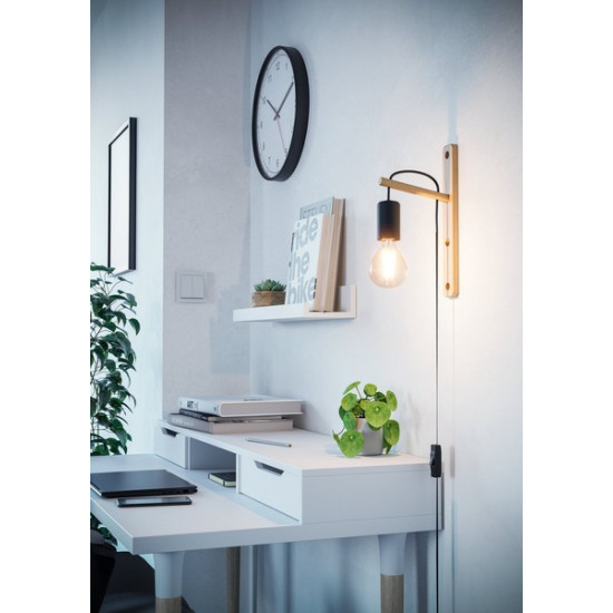 Eglo Pockley natúr-fekete falikar (EG-44013) E27 1 izzós IP20