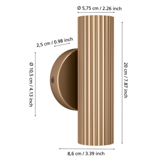 Eglo Portillo matt sárgaréz fali lámpa (EG-902034) GU10 2 izzós IP20