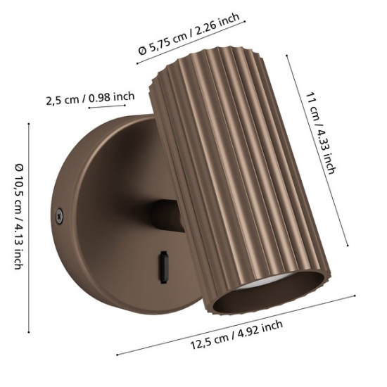 Eglo Portillo bronz fali lámpa (EG-902035) GU10 1 izzós IP20