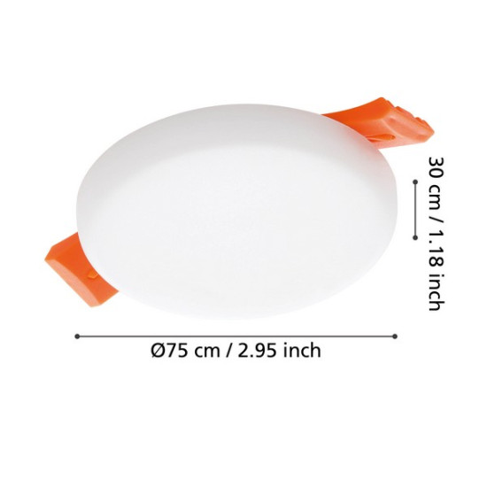 Eglo Rapita fehér fürdőszobai LED mennyezetbe építhető lámpa (EG-900962) LED 1 izzós IP20/65