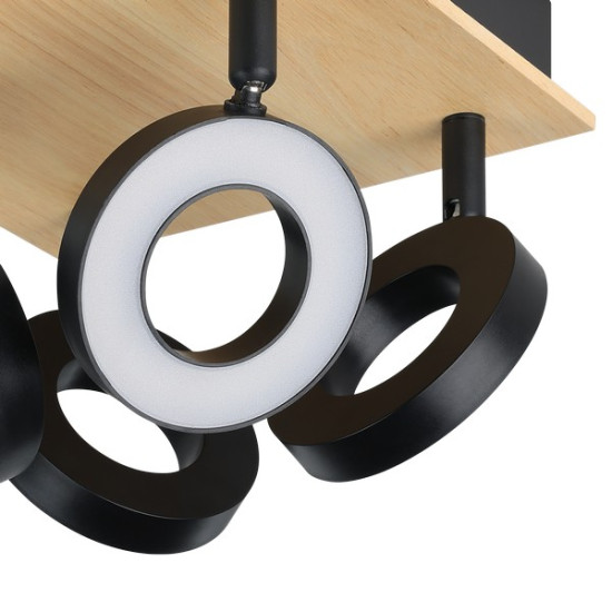 Eglo Rielves fekete-natúr LED mennyezeti spotlámpa (EG-901205) LED 4 izzós IP20