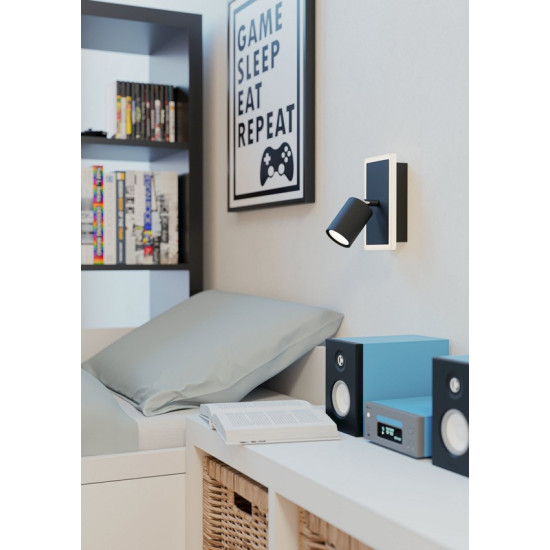 Eglo Rimbocchi 1 fekete-fehér LED fali spotlámpa (EG-901634) LED 1 izzós IP20