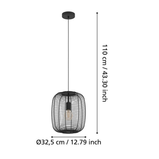 Eglo Rinroe fekete függesztett lámpa (EG-43965) E27 1 izzós IP20