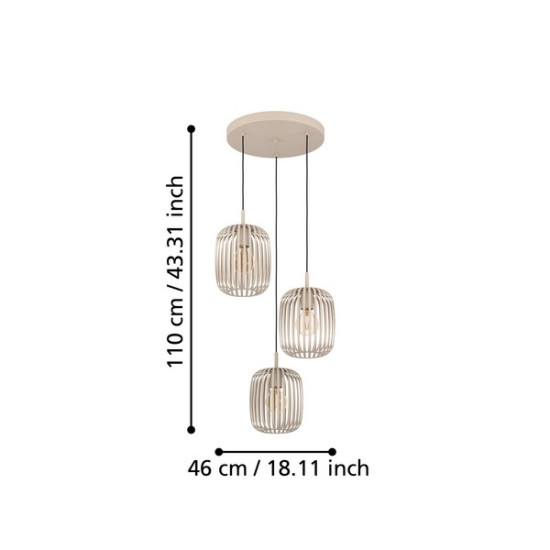 Eglo Romazzina homokszínű függesztett lámpa (EG-900687) E27 3 izzós IP20