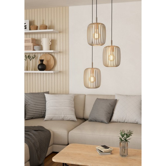 Eglo Romazzina homokszínű függesztett lámpa (EG-900687) E27 3 izzós IP20