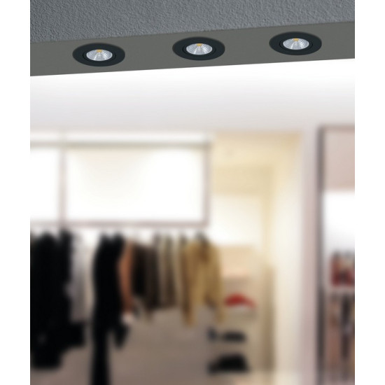 Eglo Saliceto fekete LED mennyezetbe építhető lámpa (EG-33997) LED 1 izzós IP20