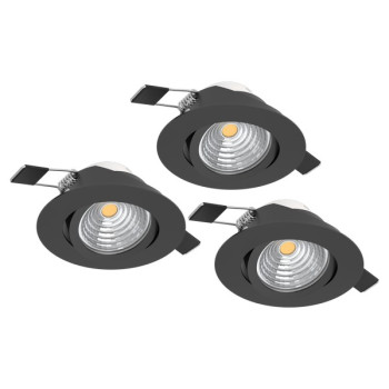 Eglo Saliceto fekete LED mennyezetbe építhető lámpa szett (EG-900747) LED 3 izzós IP20