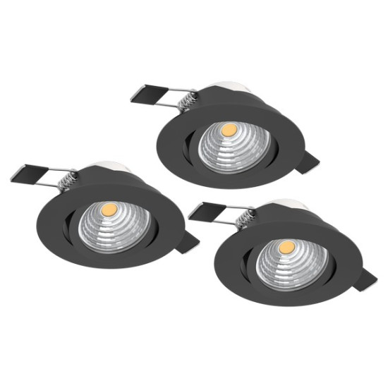 Eglo Saliceto fekete LED mennyezetbe építhető lámpa szett (EG-900747) LED 3 izzós IP20