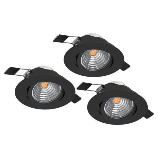 Eglo Saliceto fekete LED mennyezetbe építhető lámpa szett (EG-902281) LED 3 izzós IP20