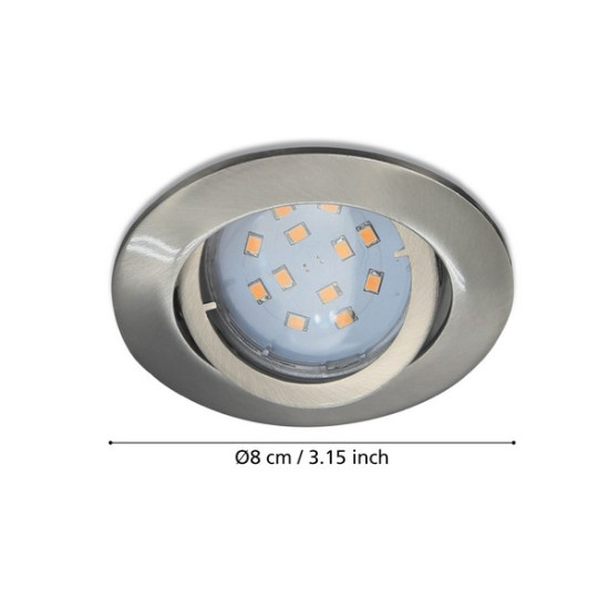 Eglo Tedo matt nikkel mennyezetbe építhető lámpa szett (EG-31689) GU10 3 izzós IP20