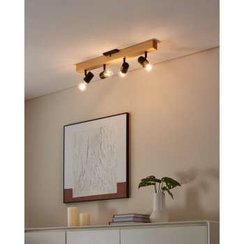 Eglo Townshend 3 fekete-natúr mennyezeti spotlámpa (EG-99481) E27 4 izzós IP20