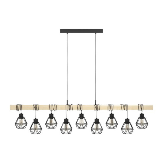 Eglo Townshend 5 natúr-fekete függesztett lámpa (EG-44077) E27 9 izzós IP20