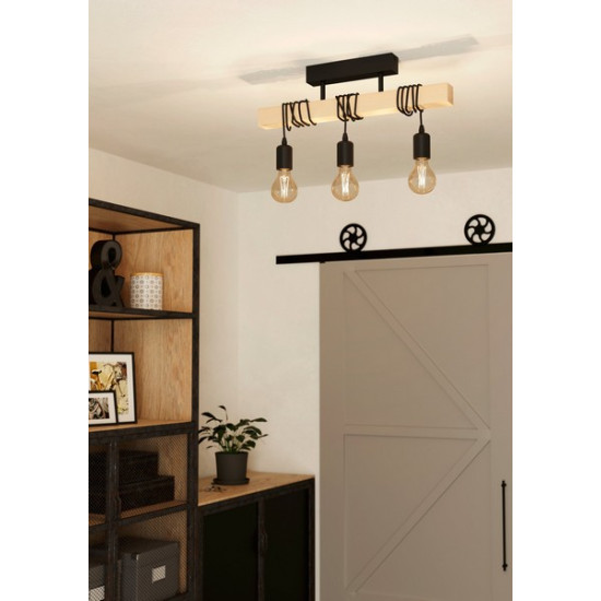 Eglo Townshend fekete-natúr mennyezeti lámpa (EG-43511) E27 3 izzós IP20