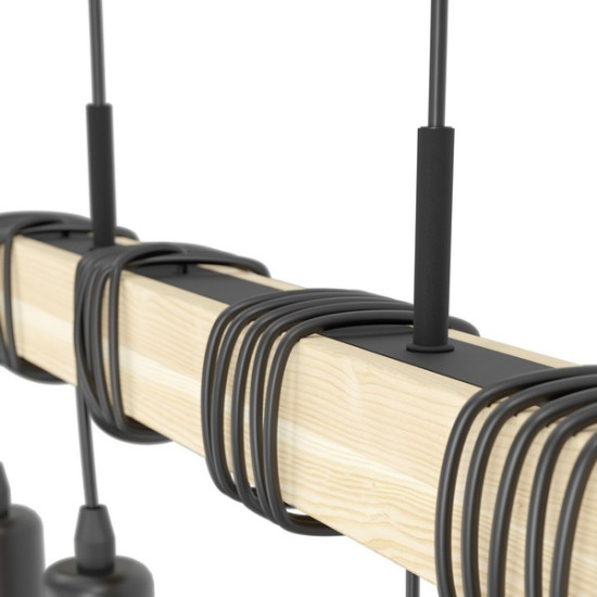 Eglo Townshend fekete-natúr függesztett lámpa (EG-43512) E27 4 izzós IP20