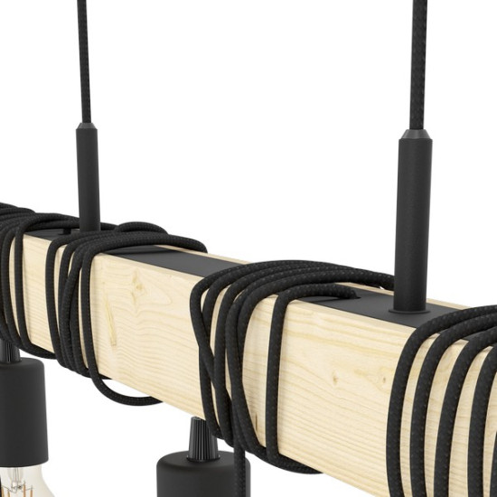 Eglo Townshend fekete-natúr függesztett lámpa (EG-43513) E27 6 izzós IP20